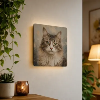Katzen-Porträt-Lampe (Quadrat)